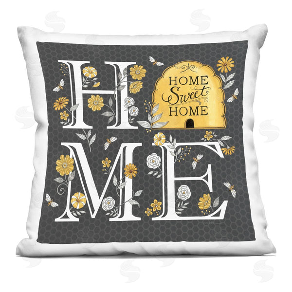 stupell industries Deb Strain | Sweet Home Floral Beehive Printed Throw Pillow