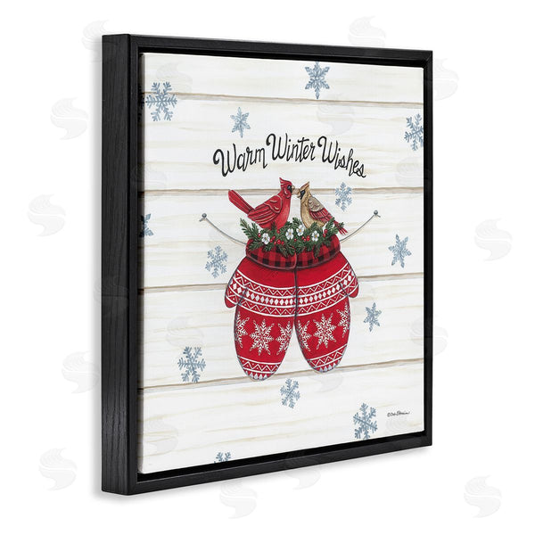Stupell Industries Deb Strain | Warm Winter Wishes Cardinals Perched Festive Mittens Wall Art