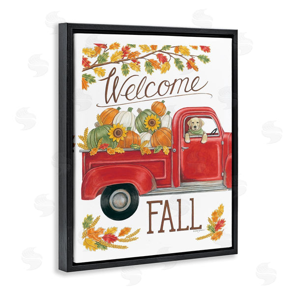 Stupell Industries Deb Strain | Welcome Fall Red Truck Dog