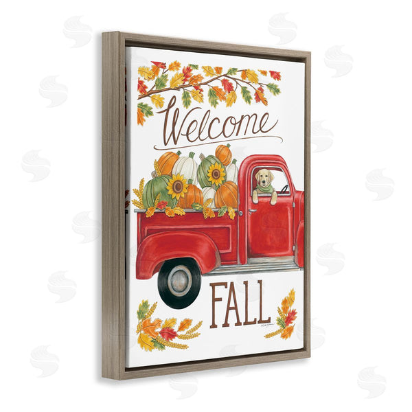 Stupell Industries Deb Strain | Welcome Fall Red Truck Dog