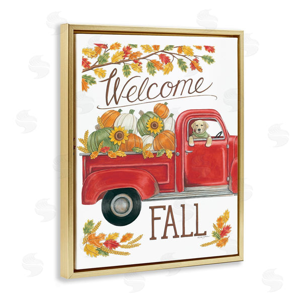 Stupell Industries Deb Strain | Welcome Fall Red Truck Dog
