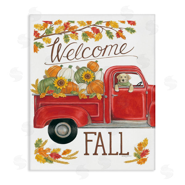 stupell industries Deb Strain | Welcome Fall Red Truck Dog