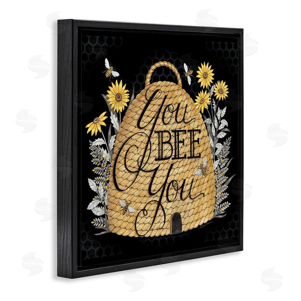 Stupell Industries Deb Strain | You Bee You Motivational Phrase Vintage Whicker Beehive Wall Art
