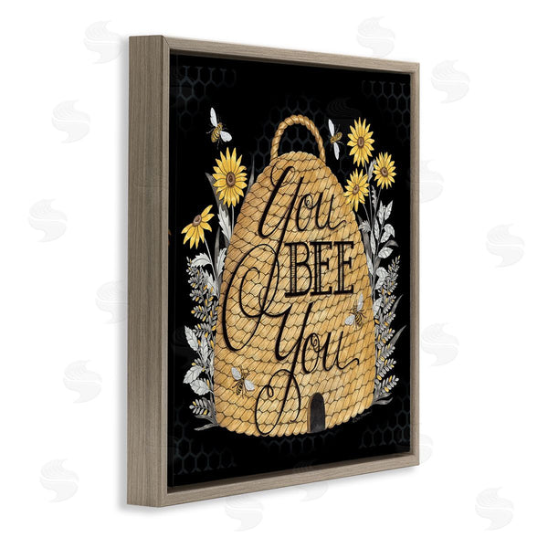 Stupell Industries Deb Strain | You Bee You Motivational Phrase Vintage Whicker Beehive Wall Art