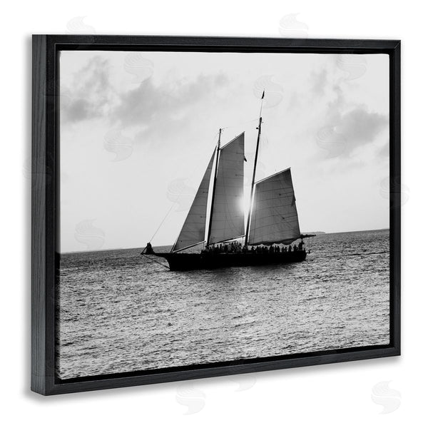 Stupell Industries Debbie O'dell | Traditional Ship Sailing Across Ocean Black White Photography Wall Art
