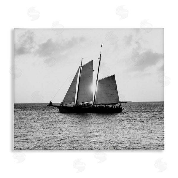 stupell industries Debbie O'dell | Traditional Ship Sailing Across Ocean Black White Photography Wall Art