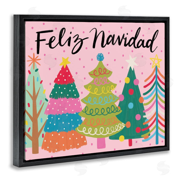 Stupell Industries Deborah Curiel | Feliz Navidad Whimsical Patterned Christmas Trees Ornaments Wall Art