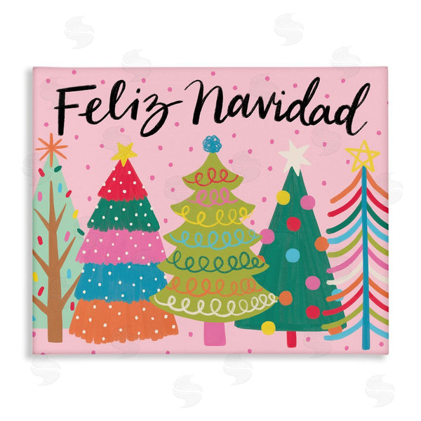 stupell industries Deborah Curiel | Feliz Navidad Whimsical Patterned Christmas Trees Ornaments Wall Art