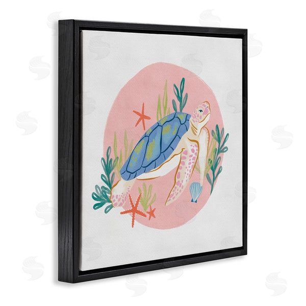 Stupell Industries Deborah Curiel | Gracious Turtle Ocean Seaweed Shell Starfish Marine Reptile Wall Art