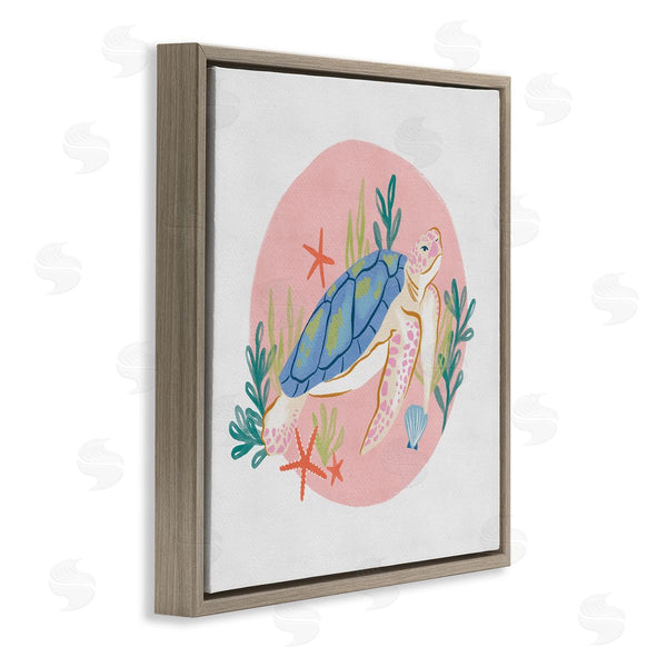 Stupell Industries Deborah Curiel | Gracious Turtle Ocean Seaweed Shell Starfish Marine Reptile Wall Art