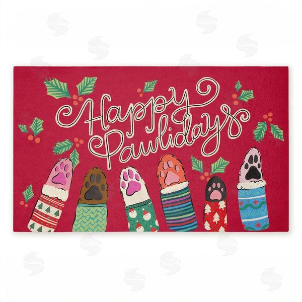 stupell industries Deborah Curiel | Happy Pawlidays Animal Paws Non-Woven Door Mat