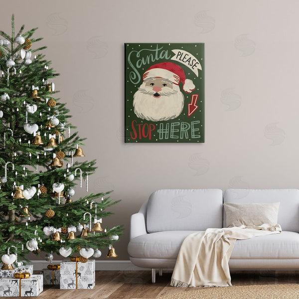 Stupell Industries Deborah Curiel | Jovial Santa Claus Polka Dot Pattern Calligraphy Sign Wall Art