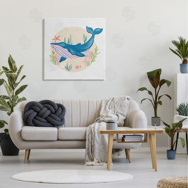 Stupell Industries Deborah Curiel | Joyous Whale Roaming Seaweed Deep Ocean Marine Mammal Wall Art