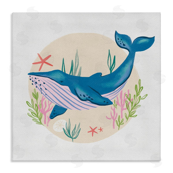 stupell industries Deborah Curiel | Joyous Whale Roaming Seaweed Deep Ocean Marine Mammal Wall Art