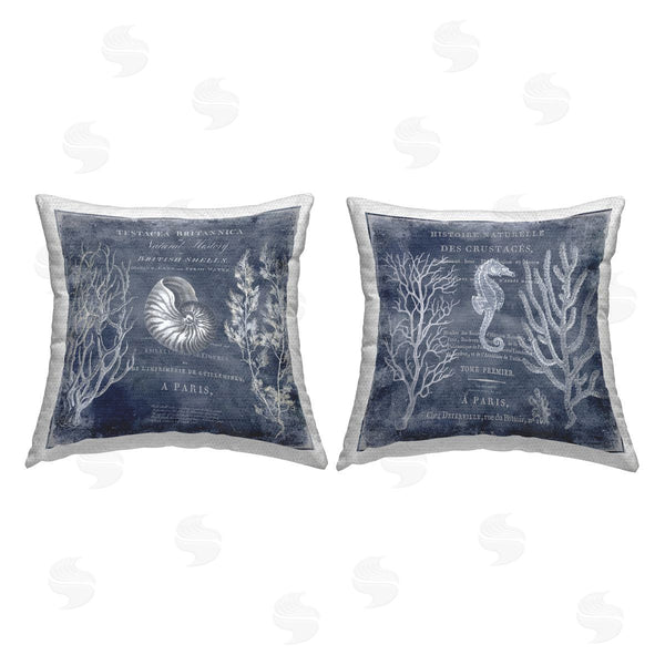 Stupell Industries Deborah Devellier | Vintage European Shells Printed Throw Pillow Set