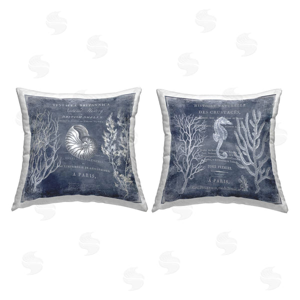 stupell industries Deborah Devellier | Vintage European Shells Printed Throw Pillow Set