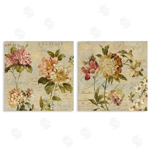 stupell industries Deborah Devellier | Vintage French Floral with Script