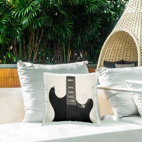 Stupell Industries Deborah Revell | Black Electric Guitar Printed Throw Pillow