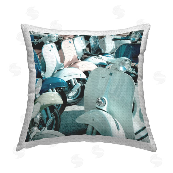 Stupell Industries Deborah Revell | Lined Up Italian Scooters Printed Throw Pillow
