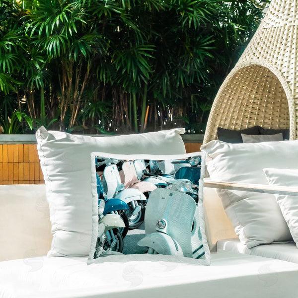 Stupell Industries Deborah Revell | Lined Up Italian Scooters Printed Throw Pillow