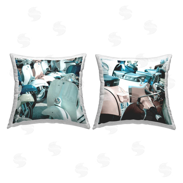 stupell industries Deborah Revell | Vintage Italian Scooters Printed Throw Pillow Set