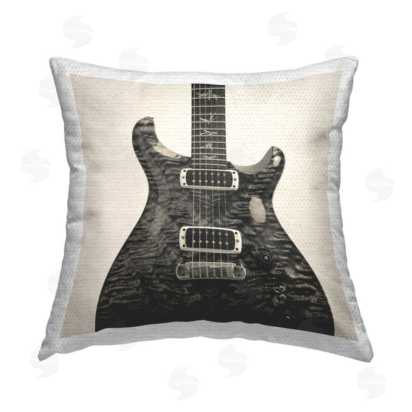 Stupell Industries Deborah Revell | Wave Patterned Guitar Printed Throw Pillow