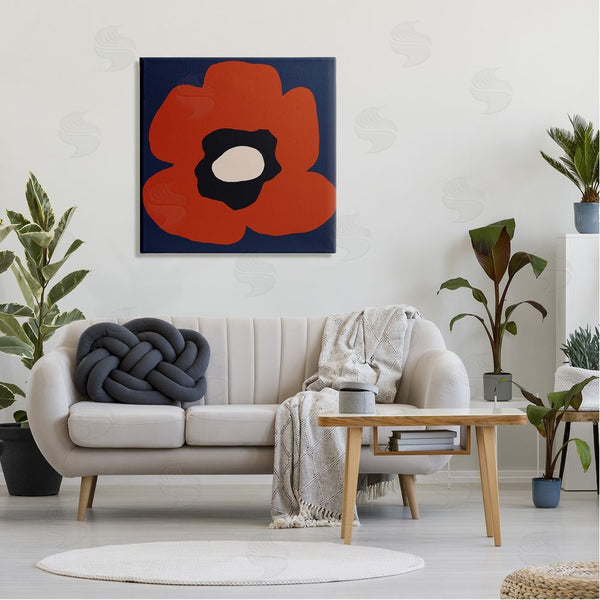 Stupell Industries Deborah Velasquez | Bold Red Flower Blossom Modern Geometric Shapes Wall Art