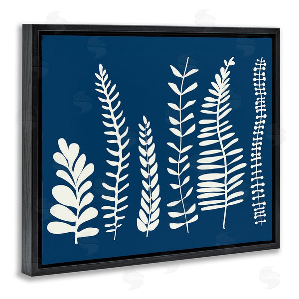 Stupell Industries Deborah Velasquez | Modern Fern Plant Leaves Blue Nature Silhouettes Wall Art