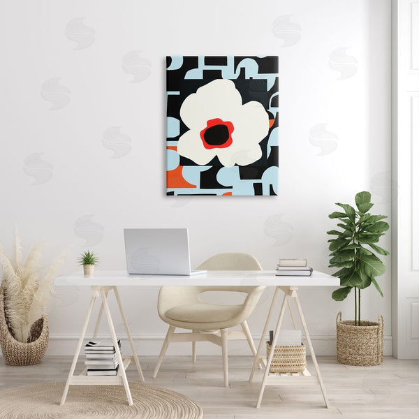 Stupell Industries Deborah Velasquez | Retro Floral Shapes Abstract Geometric Petals Silhouette Wall Art
