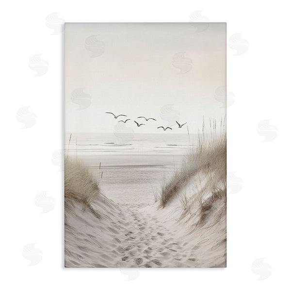 stupell industries Decent Exposures | Seagulls over Sandy Footprints Wall Art