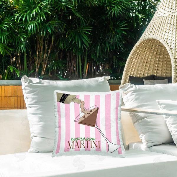 Stupell Industries Deidre Mosher | Espresso Martini Pink Stripes Throw Pillow