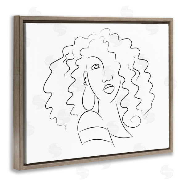 Stupell Industries Deidre Mosher | Female Line Portrait Curly Hair Fashion Detail