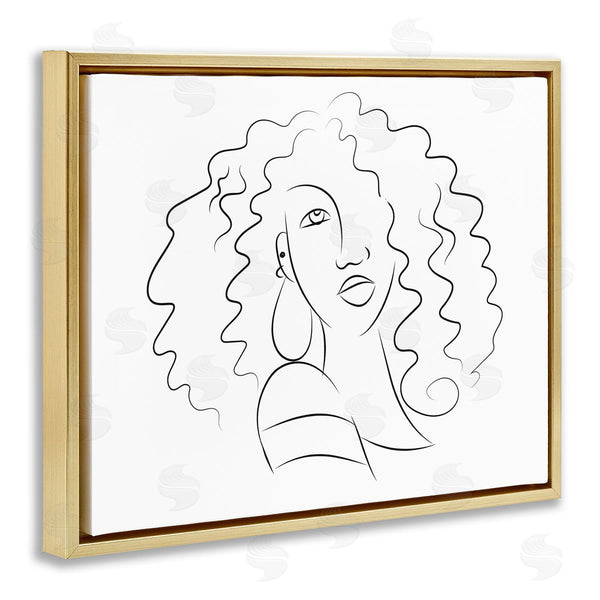 Stupell Industries Deidre Mosher | Female Line Portrait Curly Hair Fashion Detail