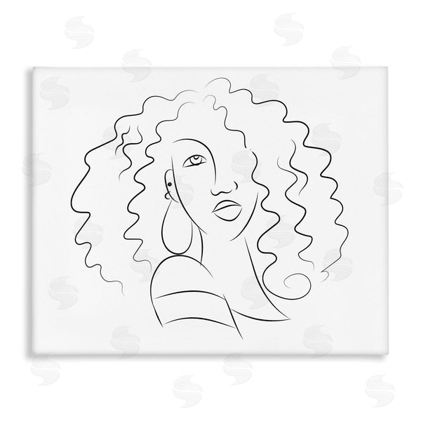 stupell industries Deidre Mosher | Female Line Portrait Curly Hair Fashion Detail