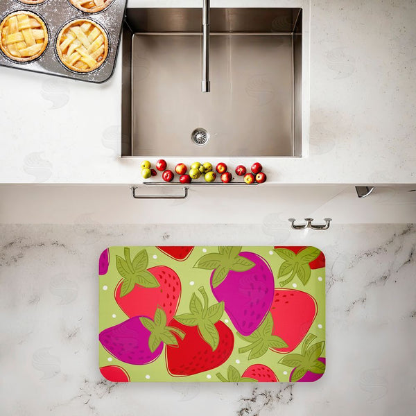 Stupell Industries Deidre Mosher | Fun Fruit Strawberries Anti-Fatigue Mat
