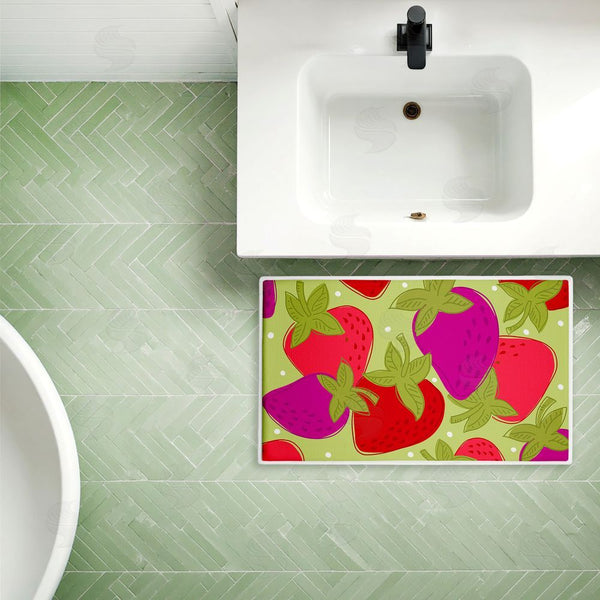 Stupell Industries Deidre Mosher | Fun Fruit Strawberries Plush Bath Mat