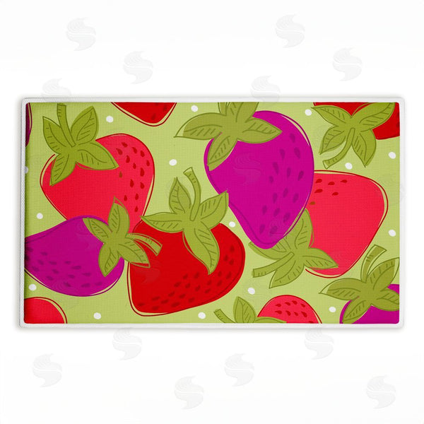 stupell industries Deidre Mosher | Fun Fruit Strawberries Plush Bath Mat