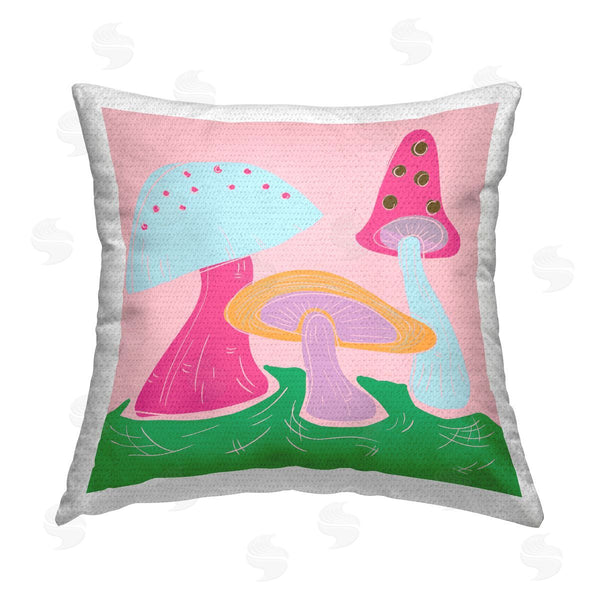 Stupell Industries Deidre Mosher | Groovy Mushrooms Dancing Printed Throw Pillow