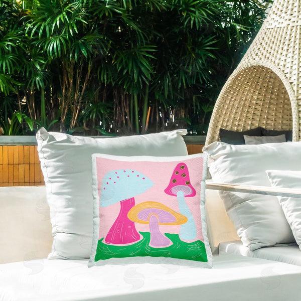 Stupell Industries Deidre Mosher | Groovy Mushrooms Dancing Printed Throw Pillow