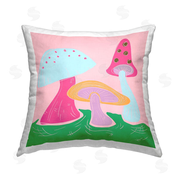 stupell industries Deidre Mosher | Groovy Mushrooms Dancing Printed Throw Pillow