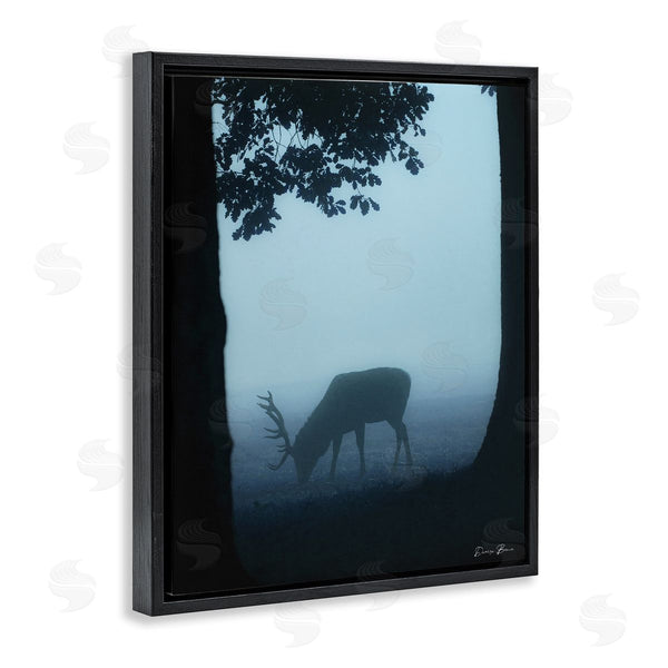 Stupell Industries Denise Brown | Deer Silhouette Between Trees Foggy Forest Wildlife Wall Art