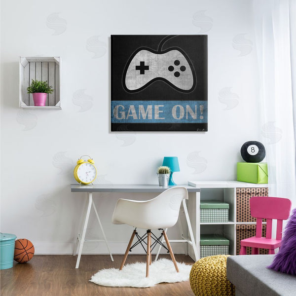 Stupell Industries Denise Brown | Game On Gamer Phrase Retro Distressed Controller Wall Art