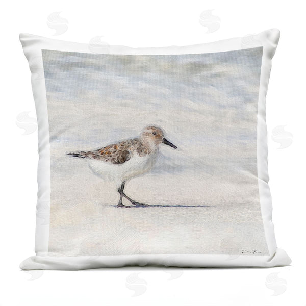 Stupell Industries Denise Brown | Sandpiper Bird Stepping Summer Beach Shoreline Printed Throw Pillow