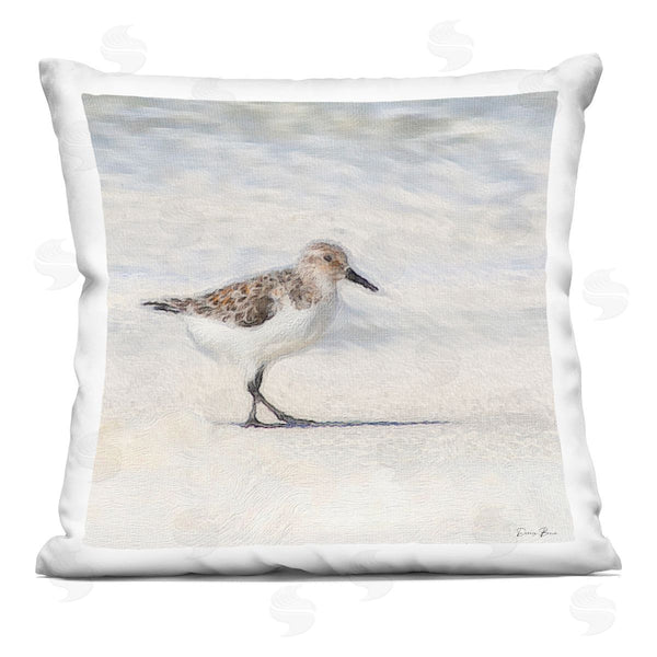 stupell industries Denise Brown | Sandpiper Bird Stepping Summer Beach Shoreline Printed Throw Pillow