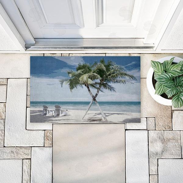 Stupell Industries Denise Brown | X Marks The Spot Palms Non-Woven Door Mat