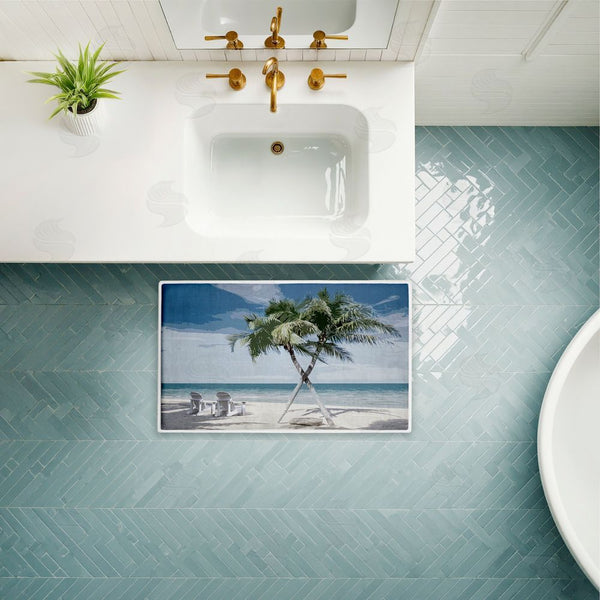 Stupell Industries Denise Brown | X Marks The Spot Palms Plush Bath Mat