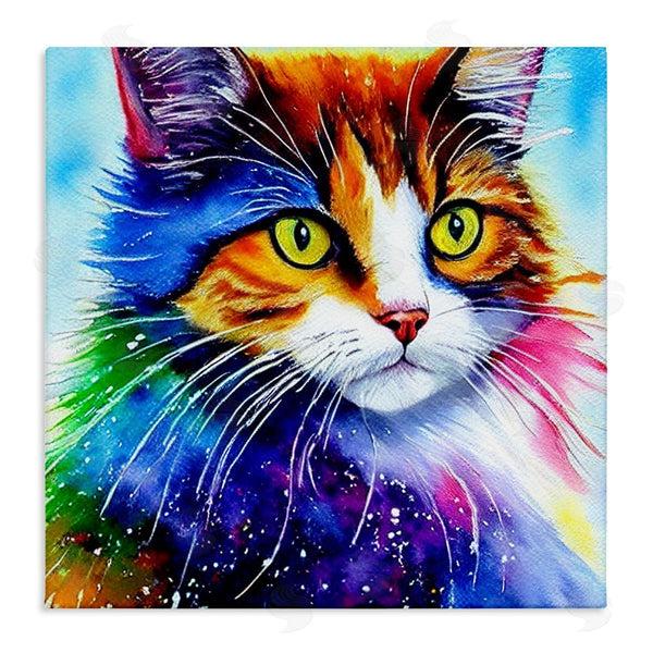 stupell industries Denise Dundon | Bold Rainbow Cat Face Portrait Wall Art