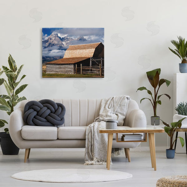 Stupell Industries Dennis Frates | Rural Cabin Foggy Mountain Peaks Wall Art