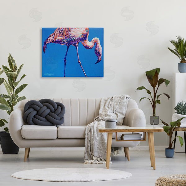 Stupell Industries Derrick Higgins | Bold Blue Modern Flamingo Wall Art