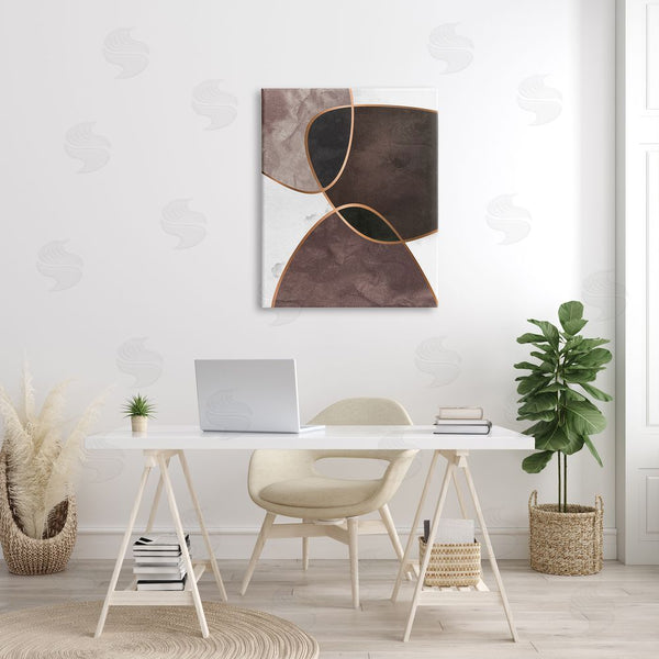 Stupell Industries Design Fabrikken | Abstract Deco Shapes Layered Contrasting Tones Brown Purple Wall Art